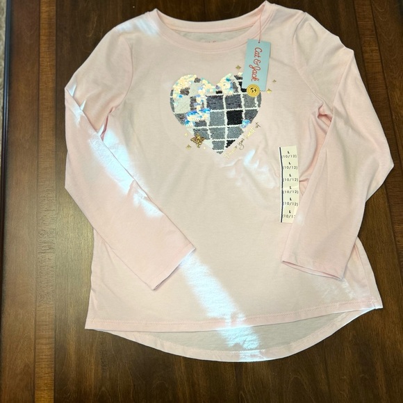 Cat & Jack Pink Long Sleeve with Sequin Heart - Picture 1 of 1